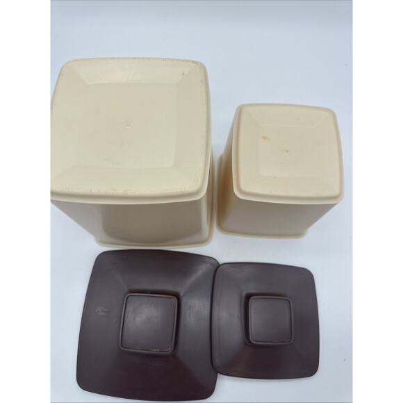 Vintage Nesting Canister Plastic Brown Tan Tea And Sugar 1970’s - Picture 6 of 6